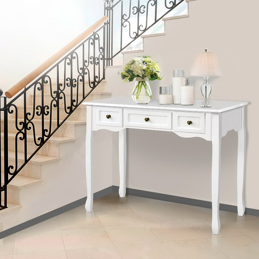Image of artiss console table 3 drawers white hamptons ideal for luxury casual home interiors