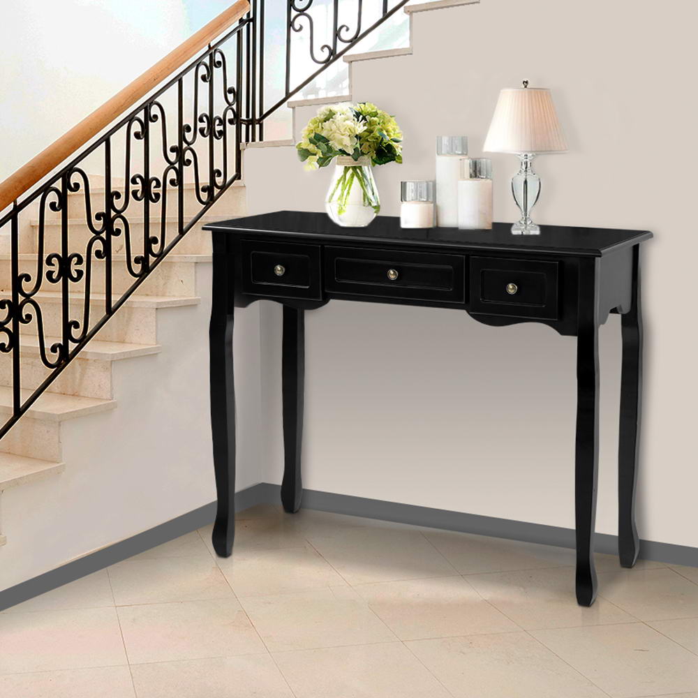 Image of artiss console table 3 drawers black hamptons ideal for luxury casual home interiors