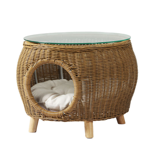 Image of gardeon coffee side table wicker aluminium desk pet bed storage outdoor furniture  ideal for luxury casual home interiors
