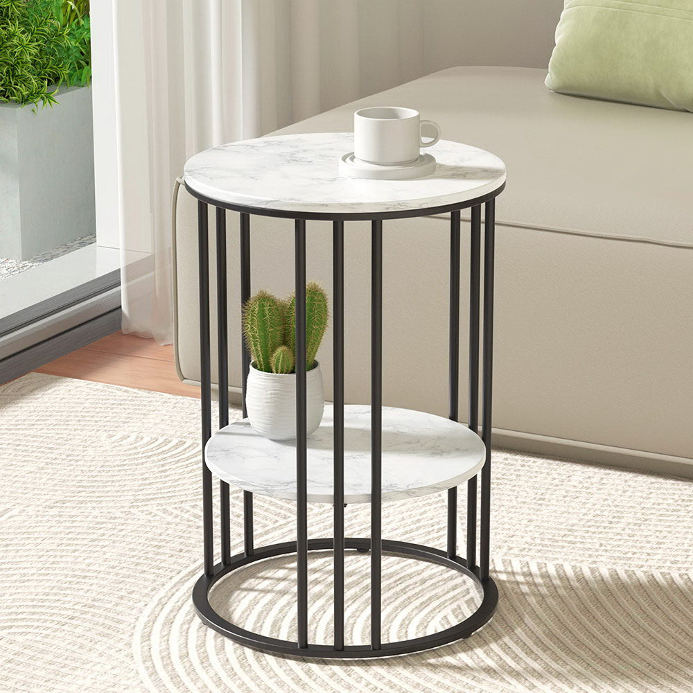 Image of artiss coffee table 2-tier round marble effect available at The Epic Shop