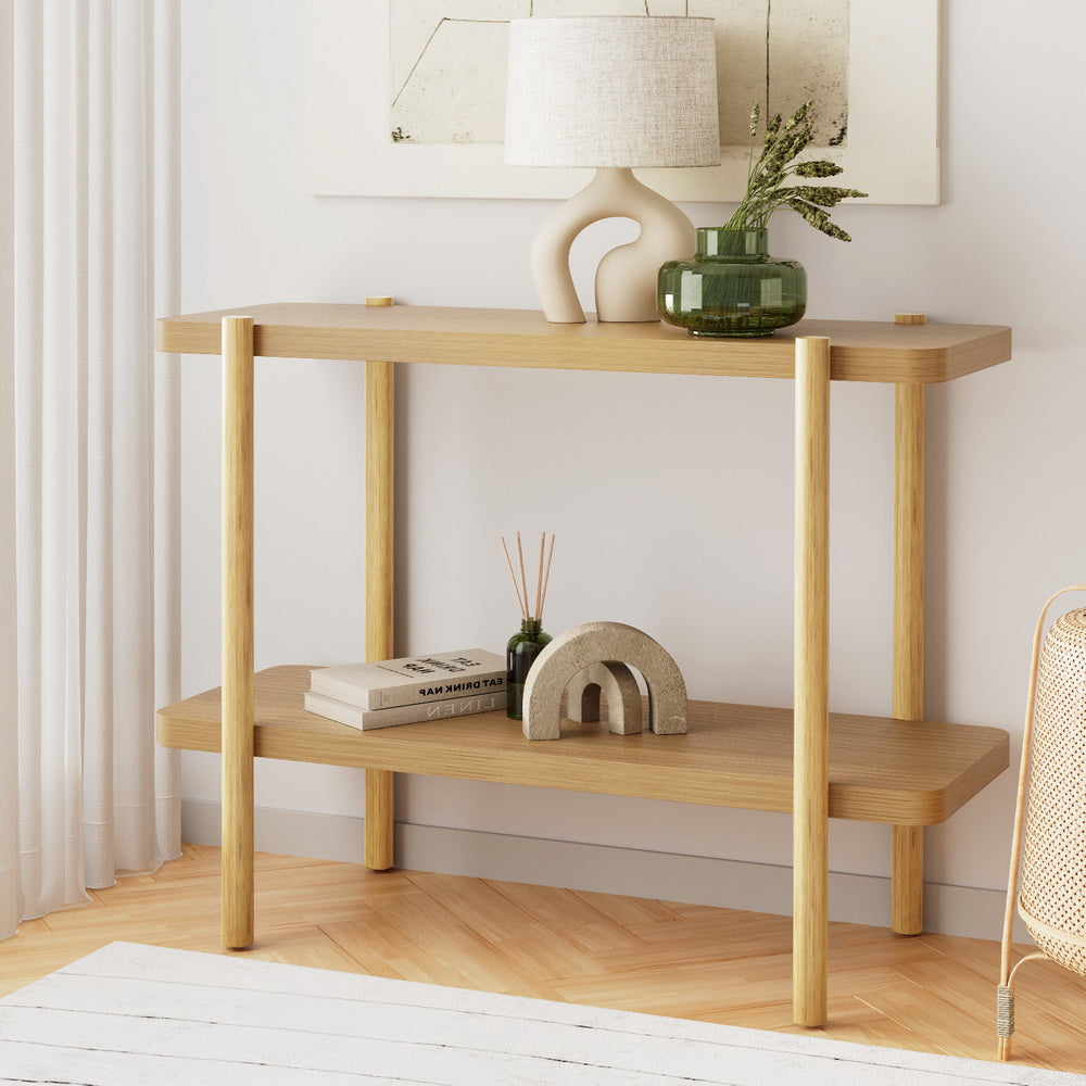 Image of artiss console table 92cm 2-tier pine sera versatile for both home and professional use