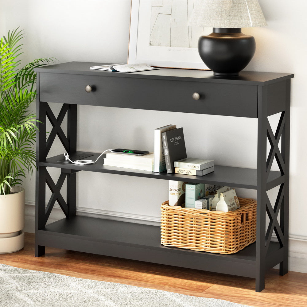 Image of artiss console table 3-tier usb outlets available at The Epic Shop