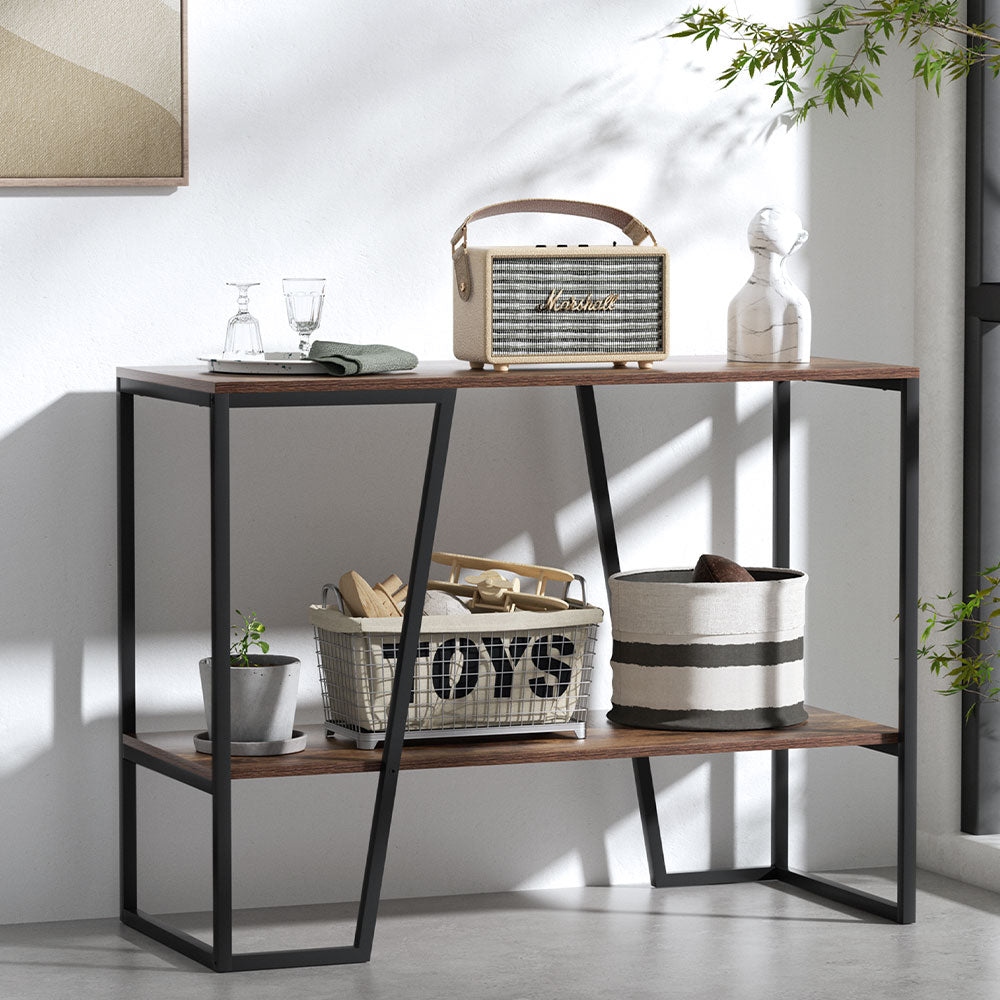 Image of artiss console table 106cm 2-tier walnut cora ideal for luxury casual home interiors