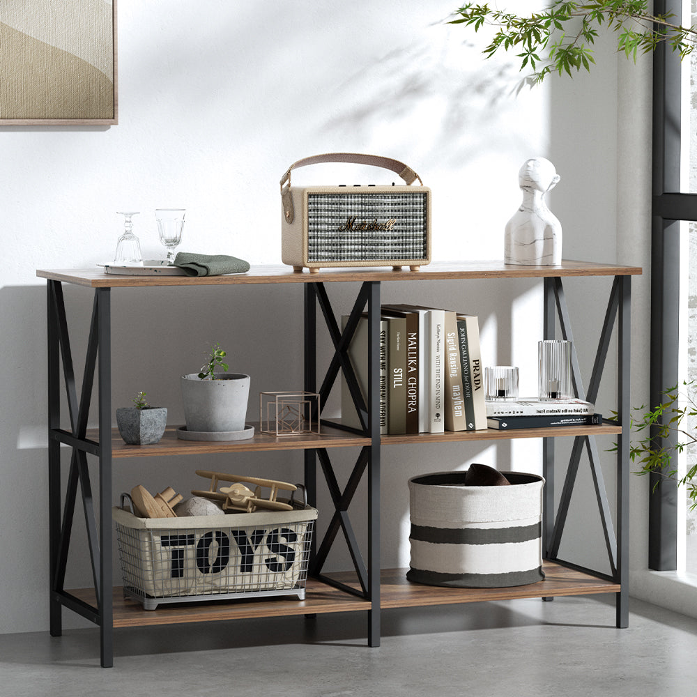 Image of artiss console table 120cm 3-tier walnut xiah ideal for luxury casual home interiors