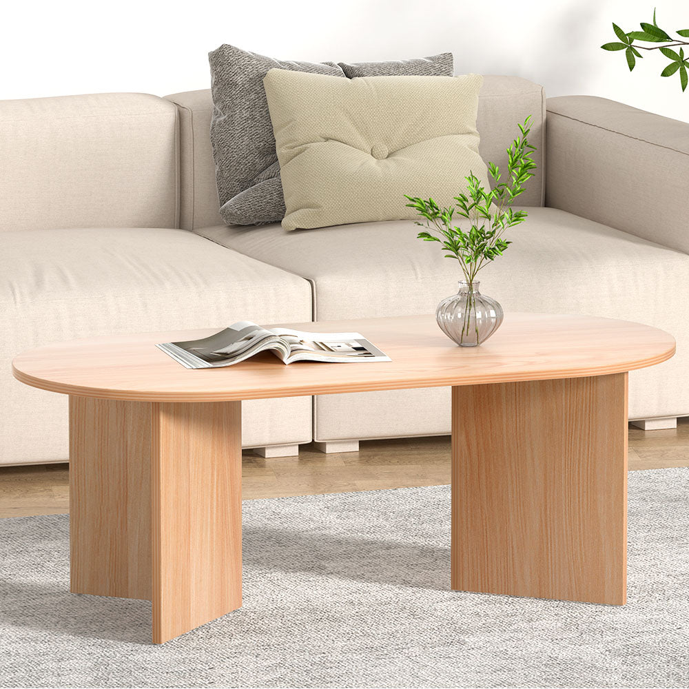 Image of artiss coffee table oval 110cm pine alva ideal for luxury casual home interiors