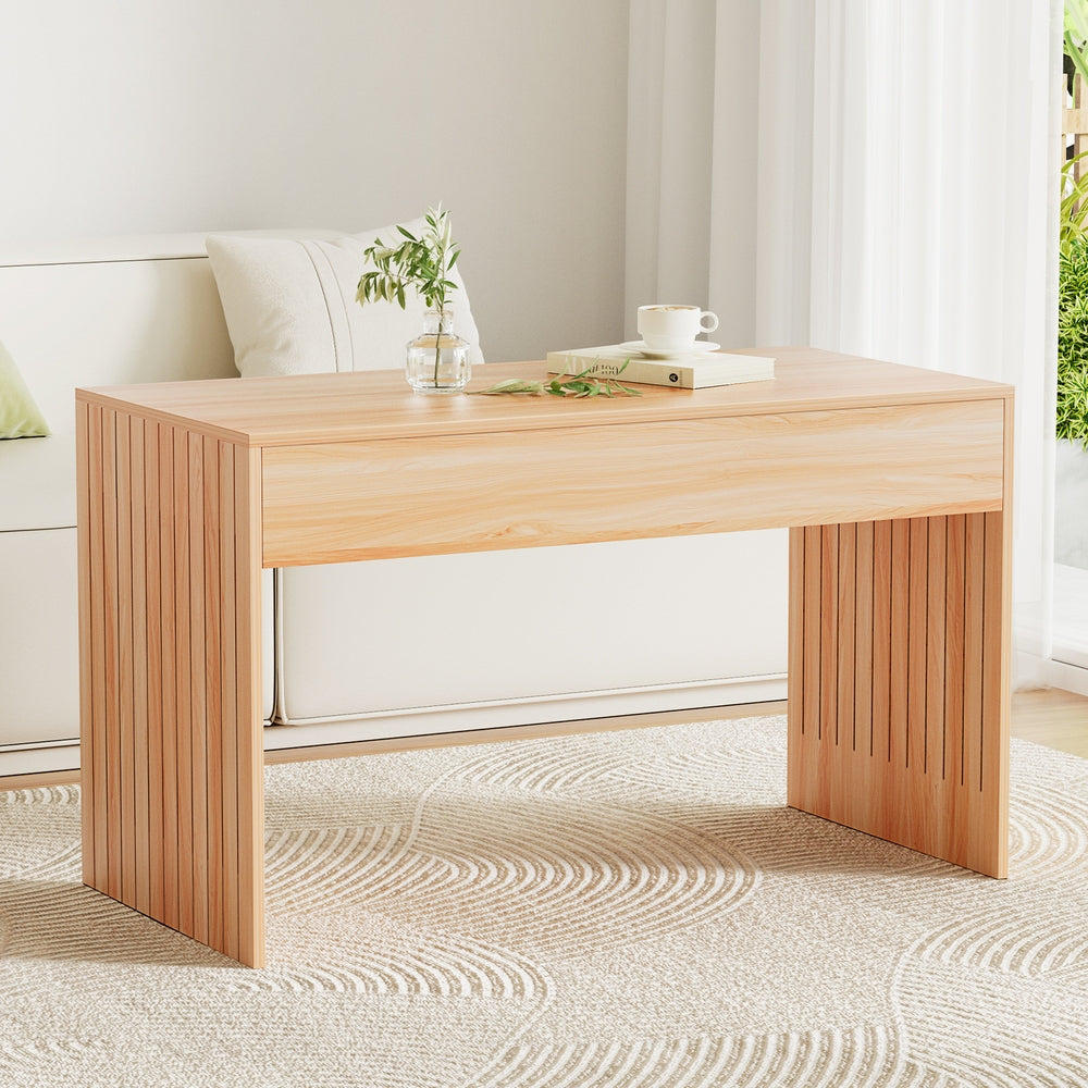 Image of artiss coffee table rectangle fluted side 100cm available at The Epic Shop
