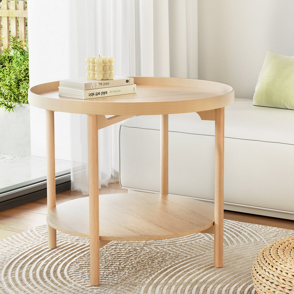 Image of artiss coffee table side table round 70cm ideal for luxury casual home interiors