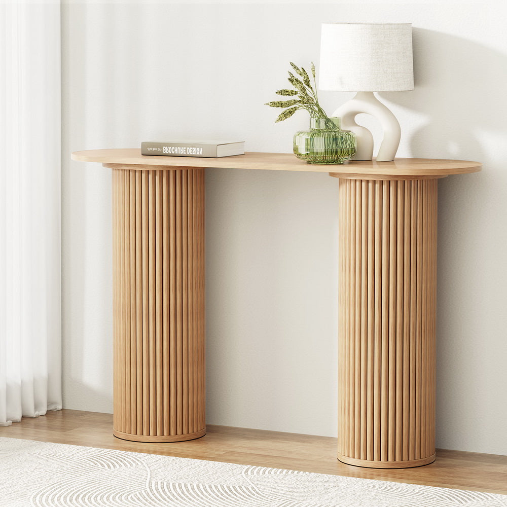 Image of artiss console table oval 115cm pine blake ideal for luxury casual home interiors