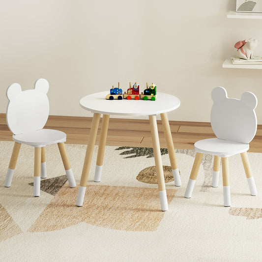 Image of keezi 3 piece kids table and chairs set activity playing study children desk  suitable for aged care, corporate offices, and commercial settings