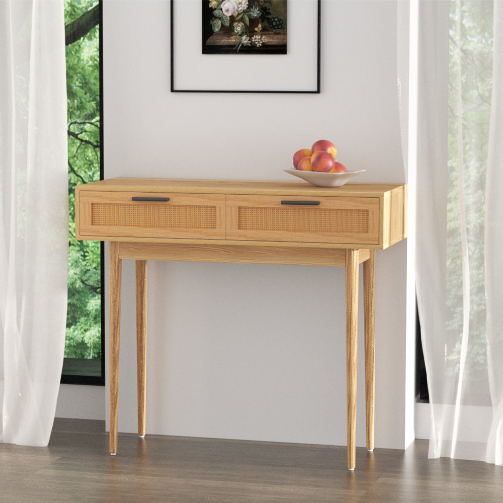 Image of artiss console table 2 rattan drawers ideal for luxury casual home interiors