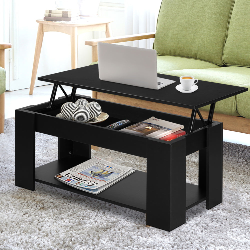 Image of artiss coffee table lift-top coffee table black ideal for luxury casual home interiors