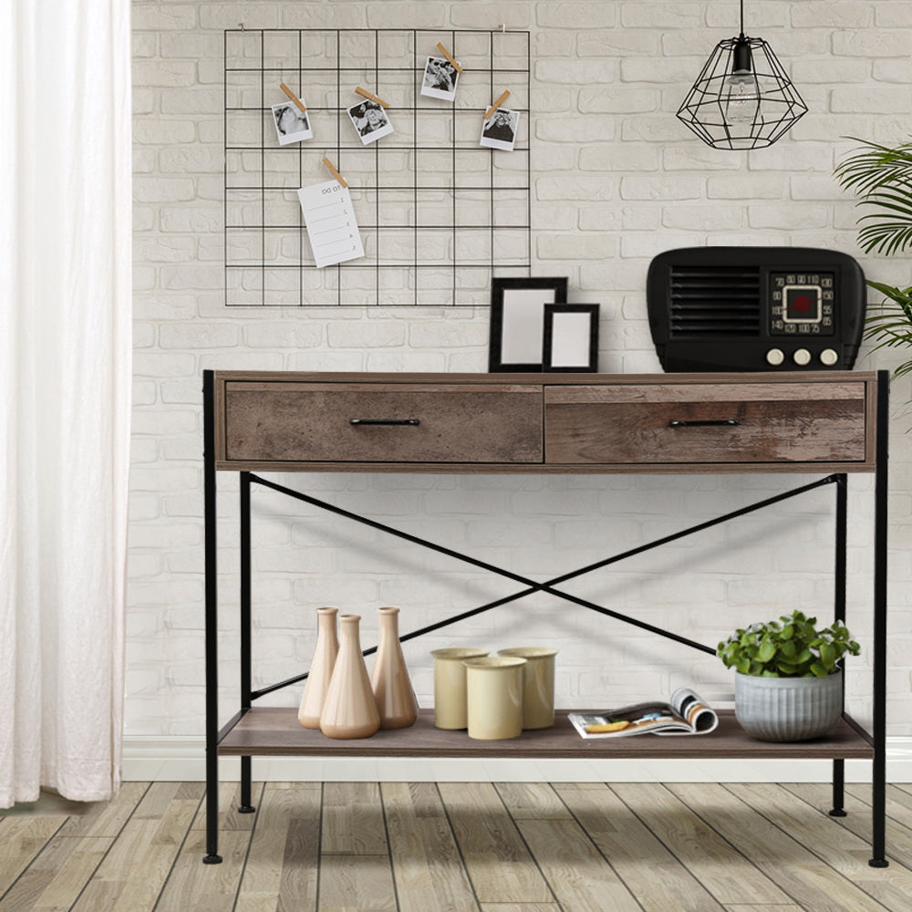 Image of artiss console table 2 drawers walnut marconi ideal for luxury casual home interiors
