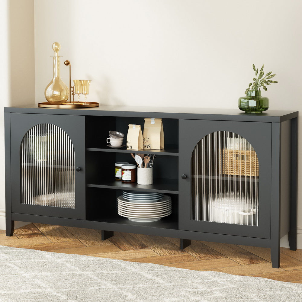 Image of artiss buffet sideboard shelves double doors - black ideal for luxury casual home interiors