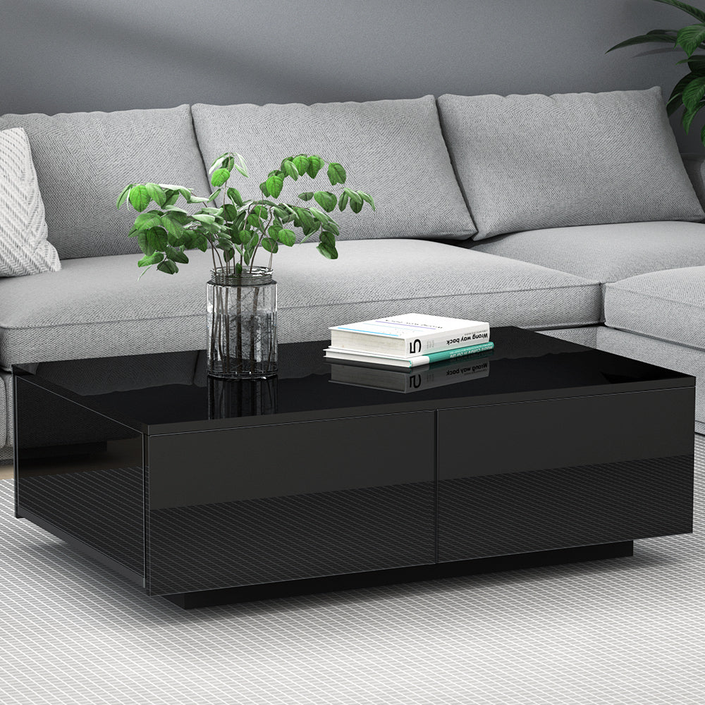 Image of artiss coffee table 4 drawers black trevi ideal for luxury casual home interiors