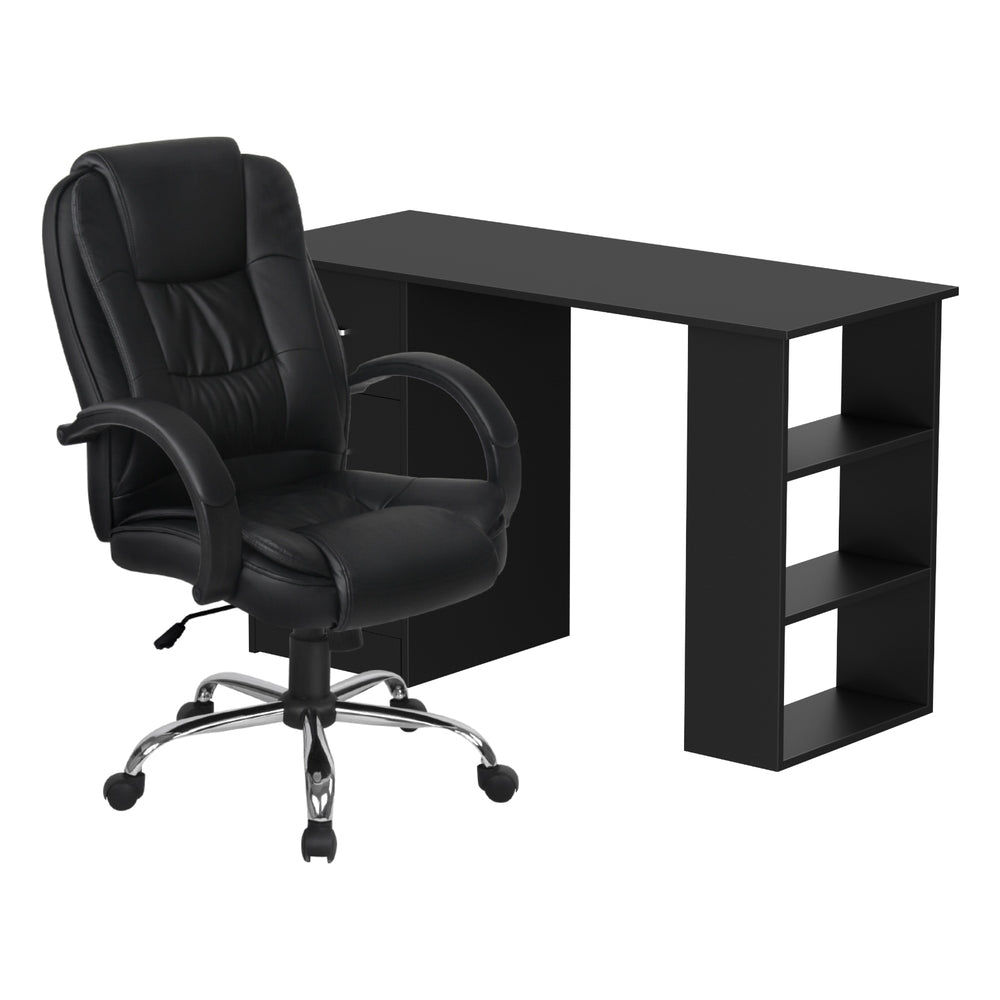Image of artiss computer desk 120cm executive office chair set pu leather high back black versatile for both home and professional use