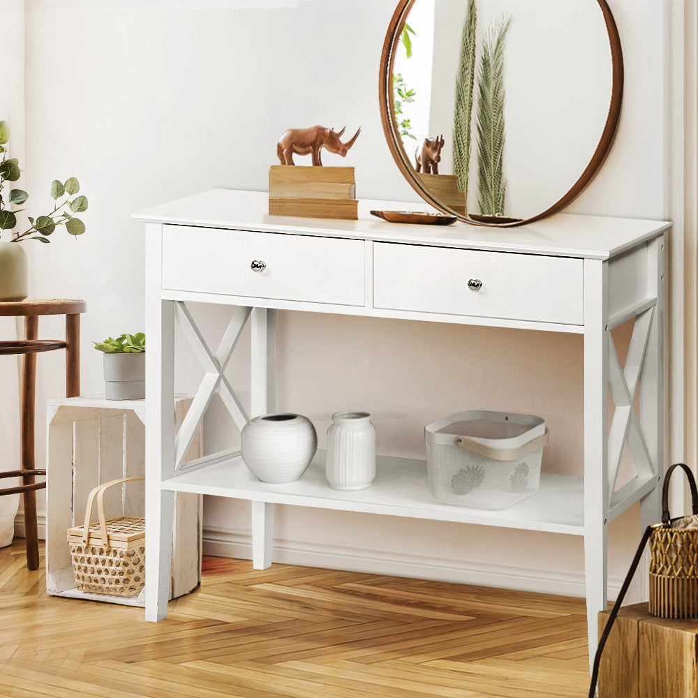 Image of artiss console table 2 drawers 100cm white chole ideal for luxury casual home interiors