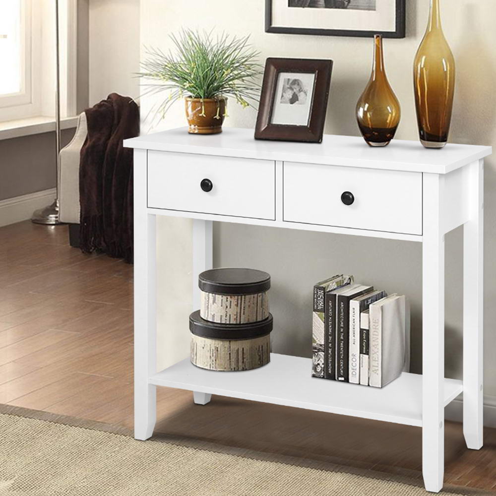 Image of artiss console table 2 drawers 80cm white chole ideal for luxury casual home interiors