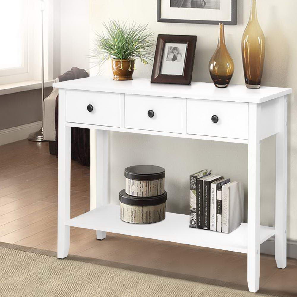 Image of artiss console table 3 drawers 100cm white chole ideal for luxury casual home interiors