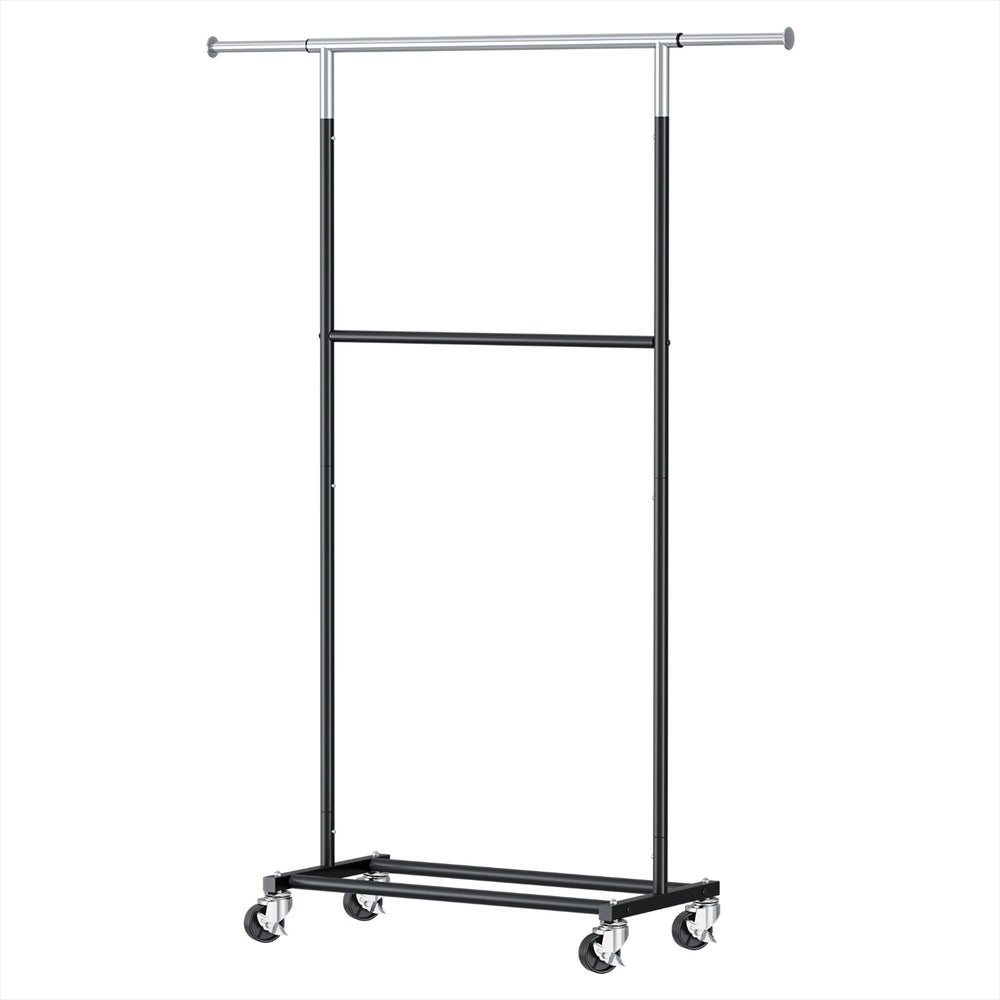 Image of artiss clothes rack double rod airer rail coat stand adjustable hanger ideal for luxury casual home interiors