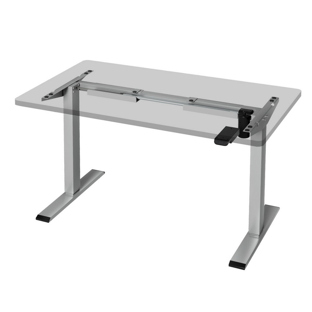 Image of artiss electric standing desk frame only height adjustable 70kg load grey suitable for aged care, corporate offices, and commercial settings