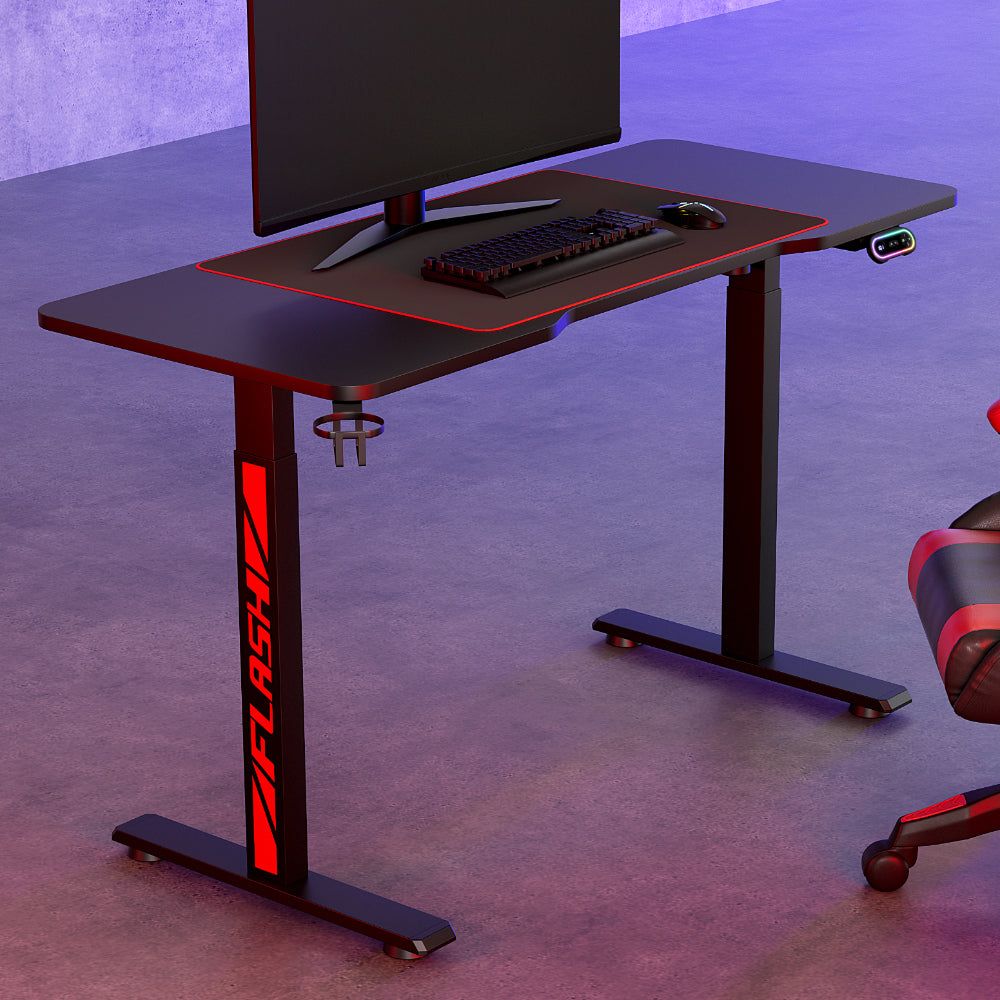 Image of artiss gaming desks standing desk motorised 140cm black suitable for aged care, corporate offices, and commercial settings
