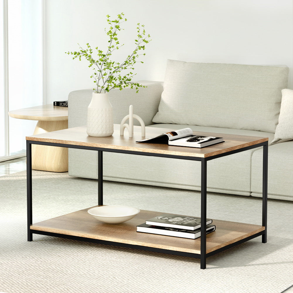 Image of artiss coffee table rectangular 93cm walnut olin ideal for luxury casual home interiors