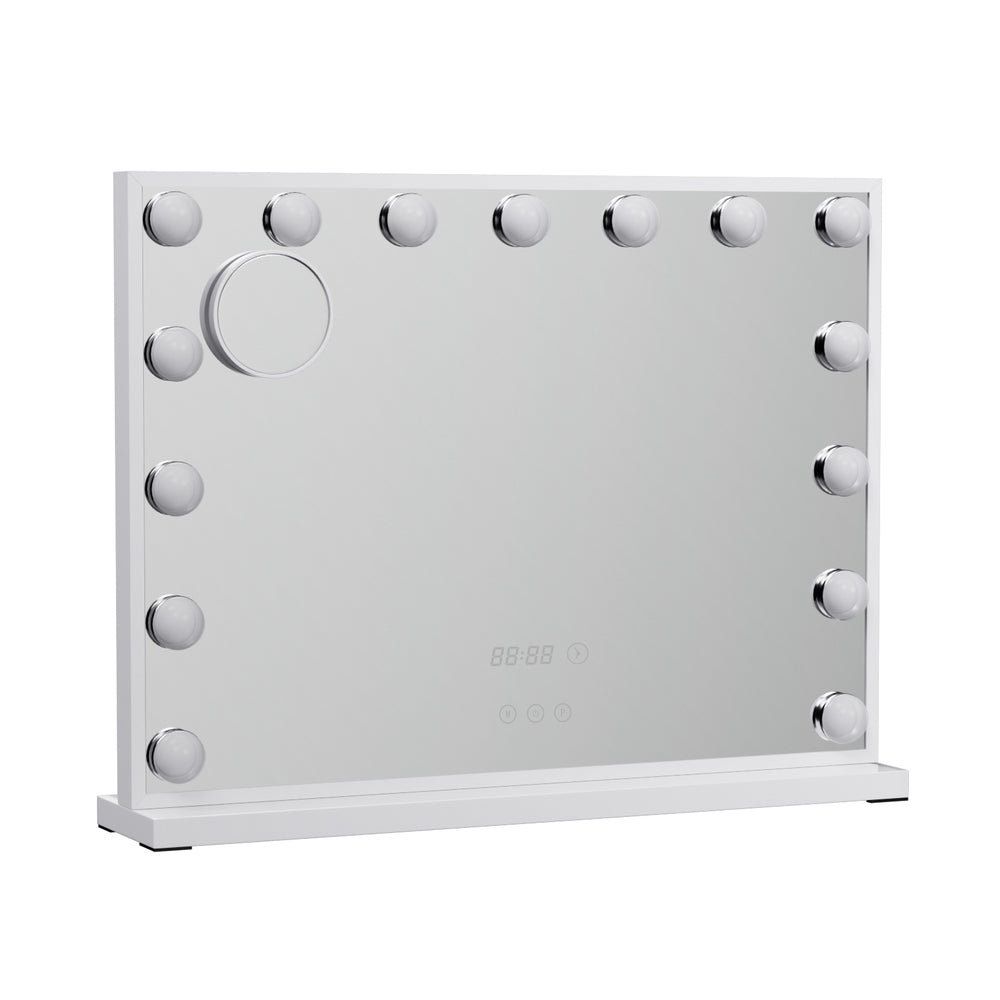 Image of embellir makeup mirror 58x45cm hollywood vanity with led light tabletop white ideal for luxury casual home interiors