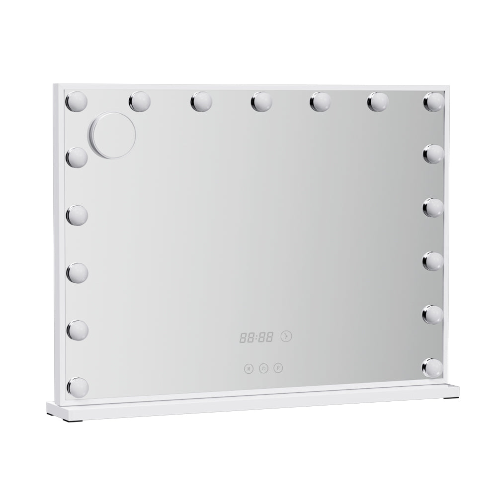 Image of embellir makeup mirror 80x60cm hollywood vanity with led light tabletop white ideal for luxury casual home interiors