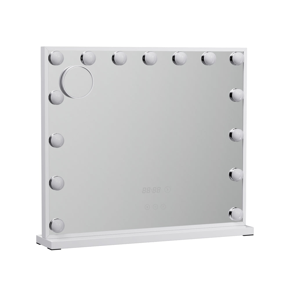 Image of embellir makeup mirror 60x52cm hollywood vanity with led light tabletop white ideal for luxury casual home interiors