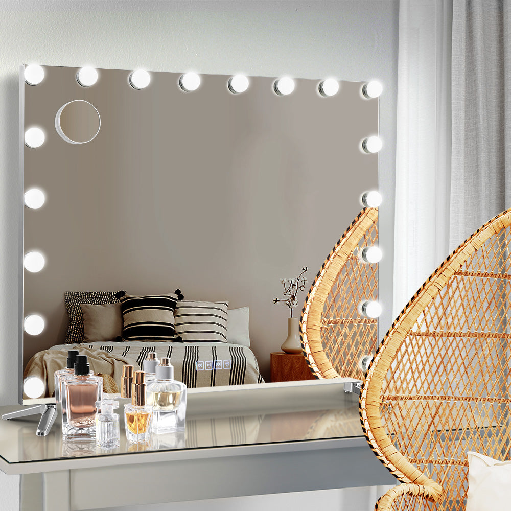 Image of embellir bluetooth makeup mirror 80x65cm hollywood vanity with led light wall ideal for luxury casual home interiors