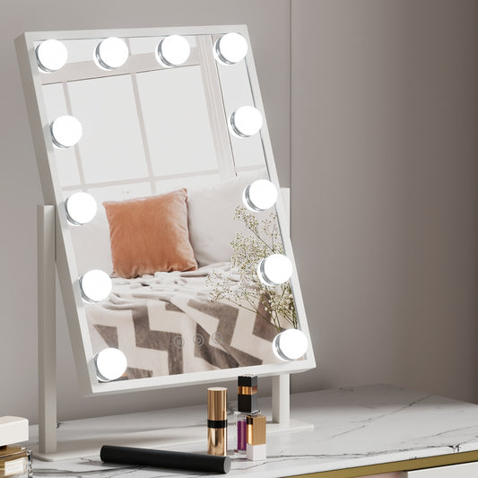 Image of embellir makeup mirror 30x41cm hollywood vanity with led light rotation tabletop  ideal for luxury casual home interiors
