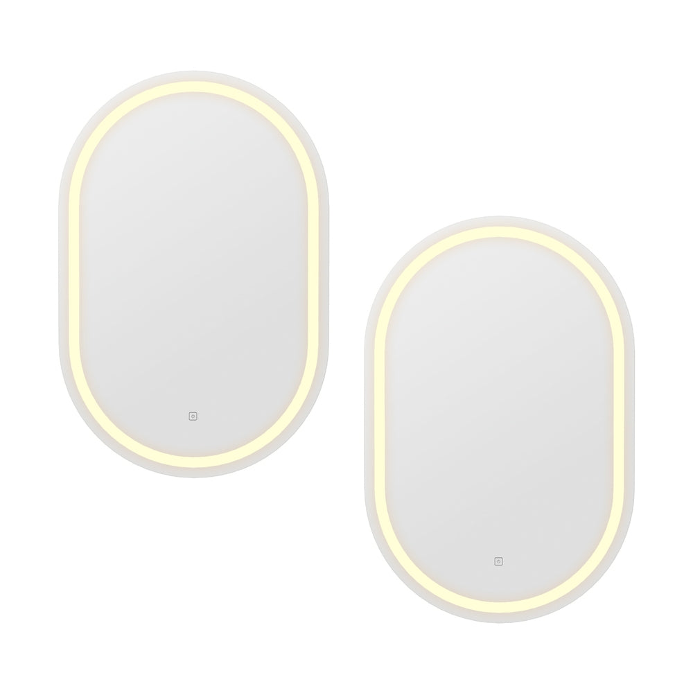 Image of embellir 2 led wall mirror with light 50x75cm bathroom decor oval mirrors vanity ideal for luxury casual home interiors