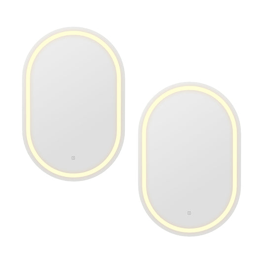 Image of embellir 2 led wall mirror with light 50x75cm bathroom decor oval mirrors vanity  ideal for luxury casual home interiors