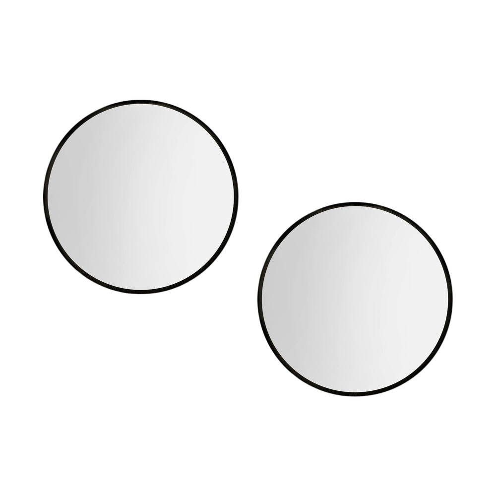 Image of embellir 2 wall mirror makeup 50cm home decor framed mirrors bathroom round black ideal for luxury casual home interiors