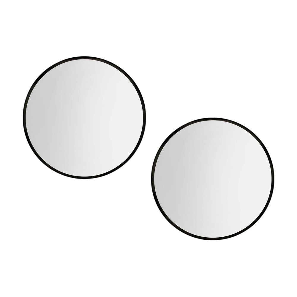 Image of embellir 2 wall mirror makeup 60cm home decor framed mirrors bathroom round black ideal for luxury casual home interiors