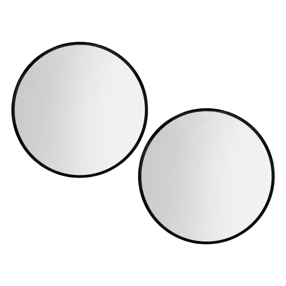 Image of embellir 2 wall mirror makeup 90cm home decor framed mirrors bathroom round black ideal for luxury casual home interiors