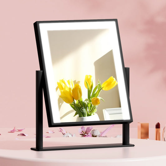 Image of embellir makeup mirror 25x30cm hollywood vanity with led light rotation black  available at The Epic Shop