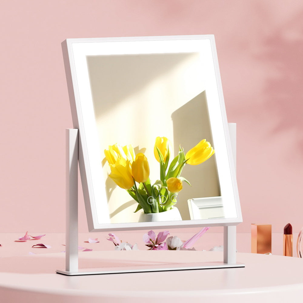 Image of embellir makeup mirror 25x30cm hollywood vanity with led light rotation white available at The Epic Shop