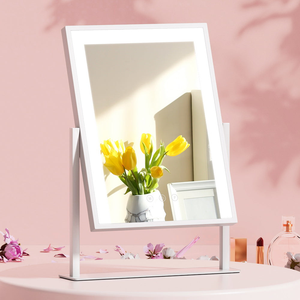 Image of embellir makeup mirror 30x40cm hollywood vanity with led light rotation white available at The Epic Shop
