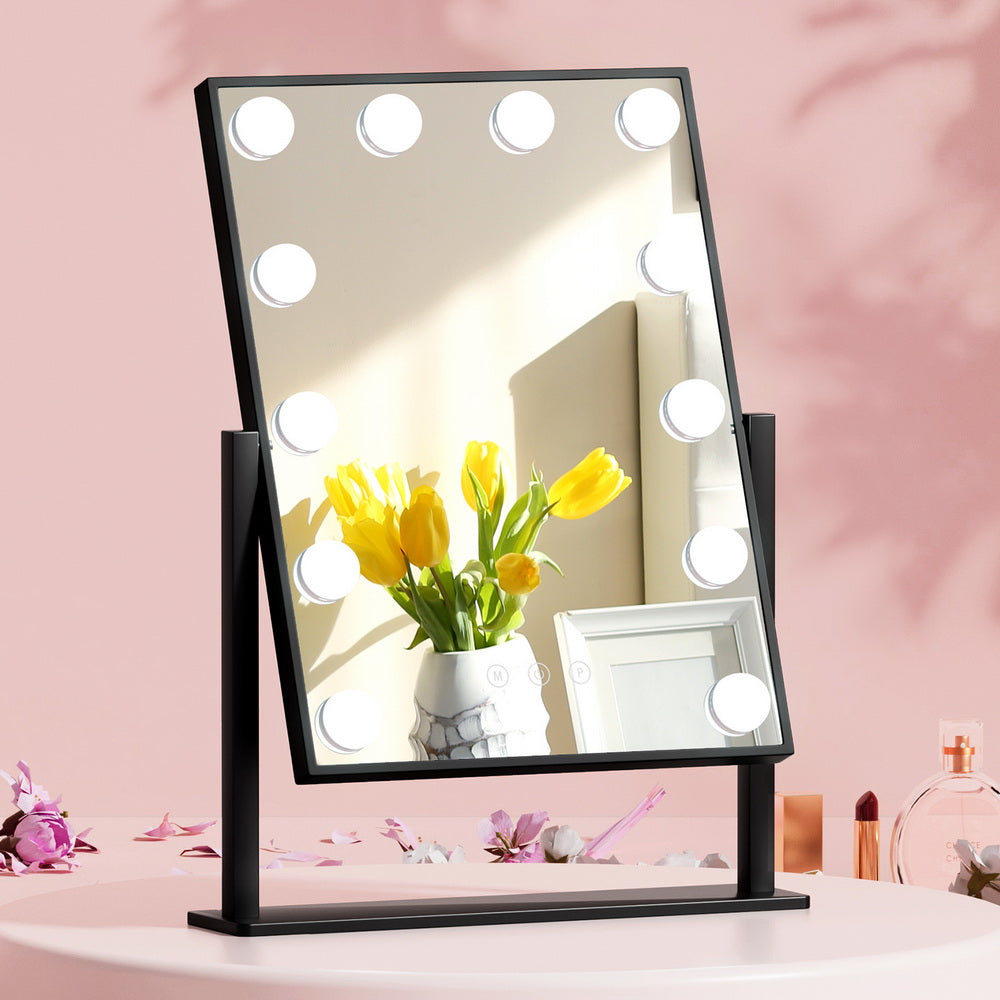 Image of embellir makeup mirror 30x48cm hollywood vanity with led light rotation tabletop available at The Epic Shop
