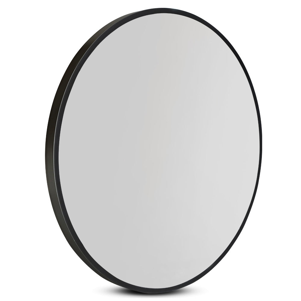 Image of embellir wall mirror makeup 60cm home decor framed mirrors bathroom round black ideal for luxury casual home interiors