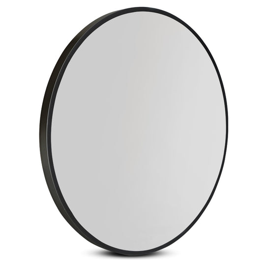 Image of embellir wall mirror makeup 80cm home decor framed mirrors bathroom round black  ideal for luxury casual home interiors