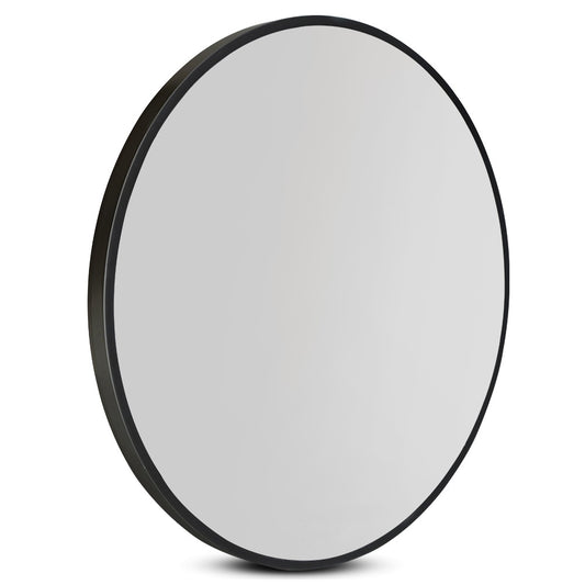 Image of embellir wall mirror makeup 90cm home decor framed mirrors bathroom round black  ideal for luxury casual home interiors
