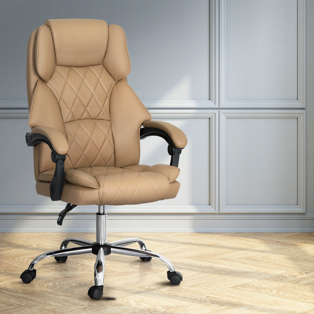 Image of artiss executive office chair leather recliner espresso suitable for aged care, corporate offices, and commercial settings