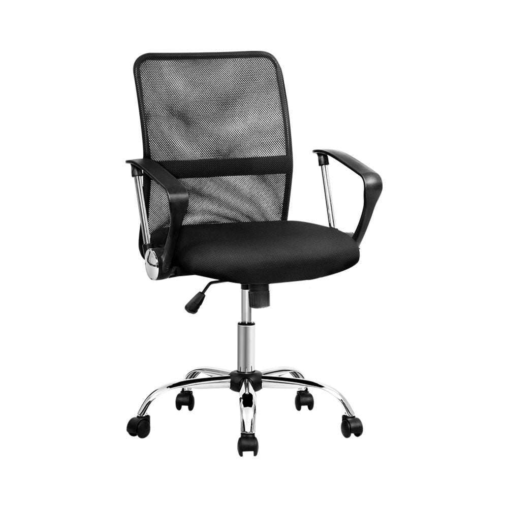 Image of artiss mesh office chair mid back black suitable for aged care, corporate offices, and commercial settings