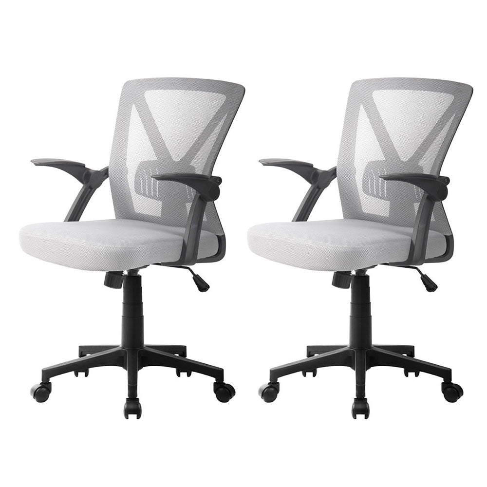 Image of artiss 2x mesh office chair mid back grey suitable for aged care, corporate offices, and commercial settings