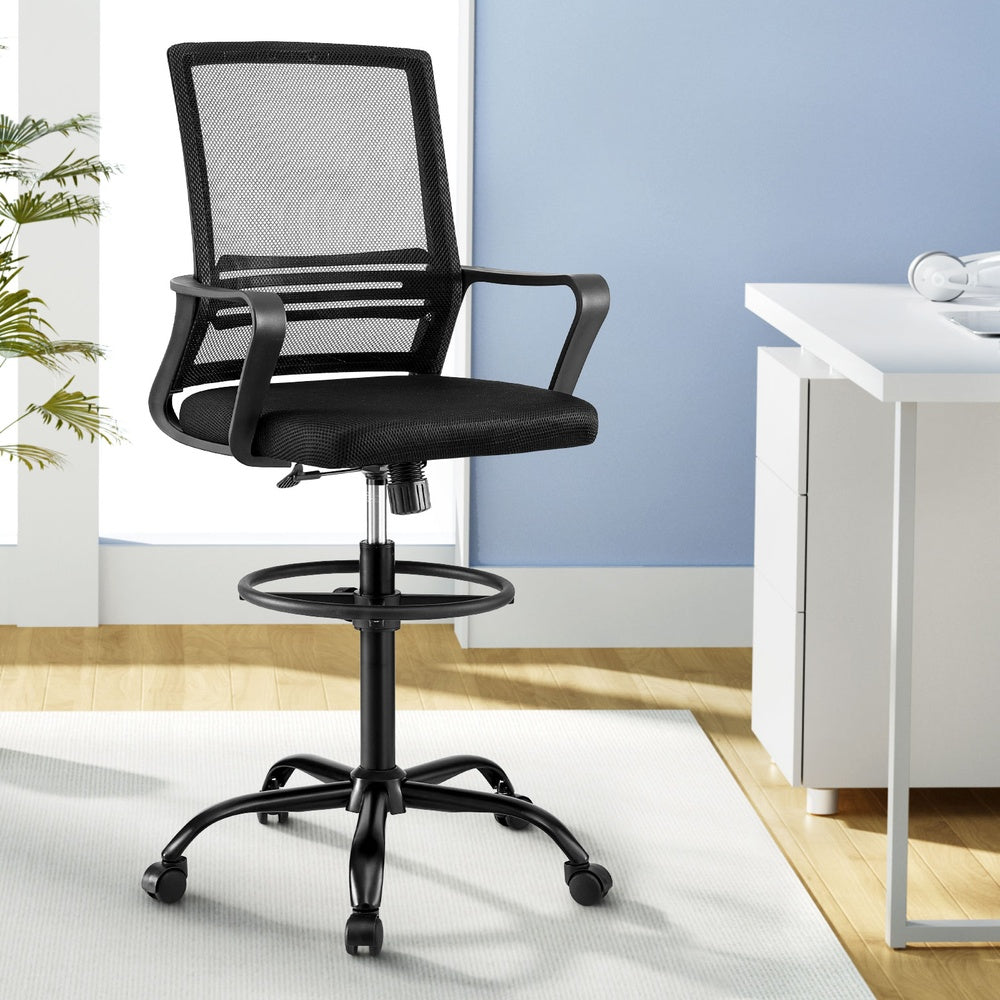 Image of artiss office chair drafting chairs stool computer desk studios mesh black versatile for both home and professional use