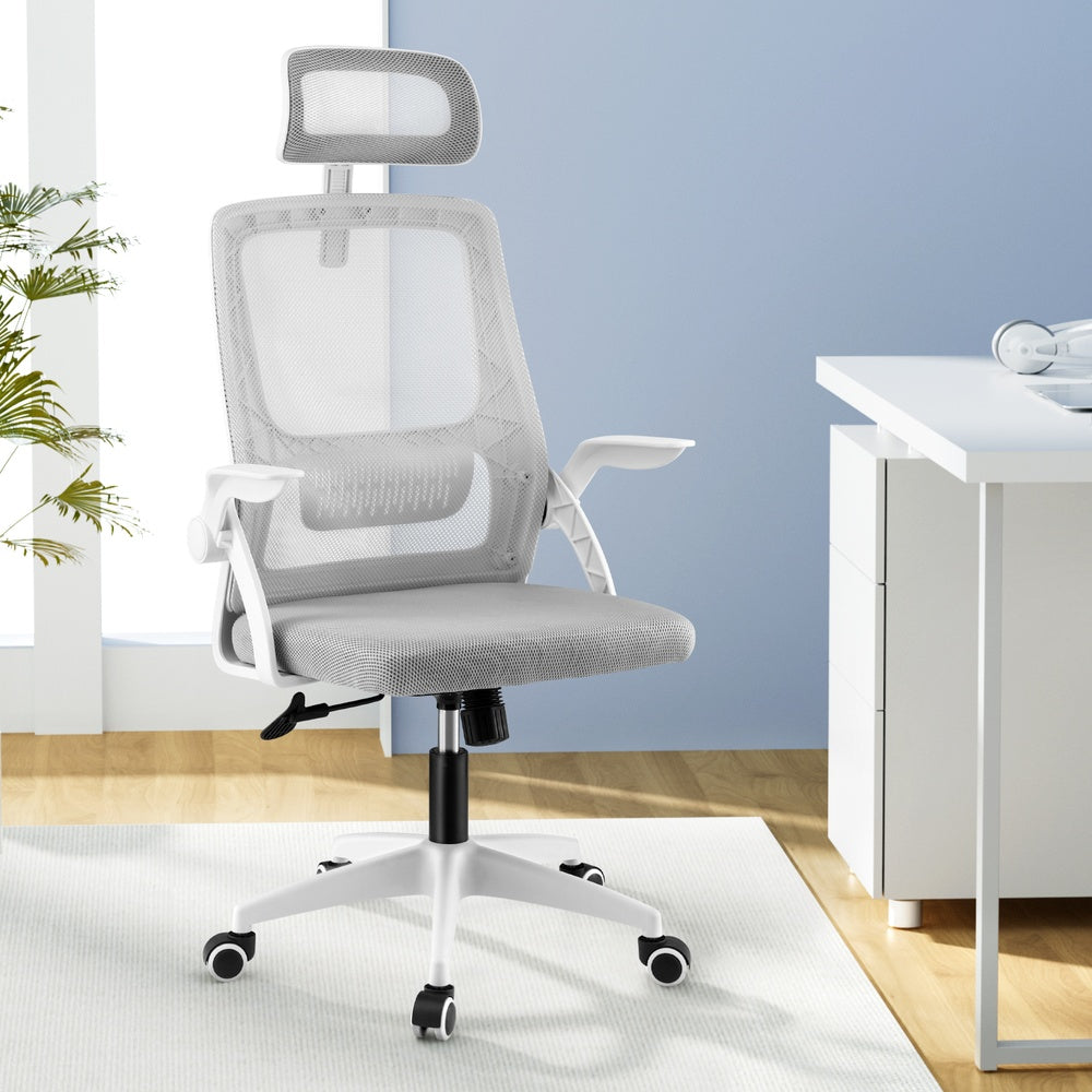 Image of artiss ergonomic office chair computer desk chairs headrest adjustable grey versatile for both home and professional use