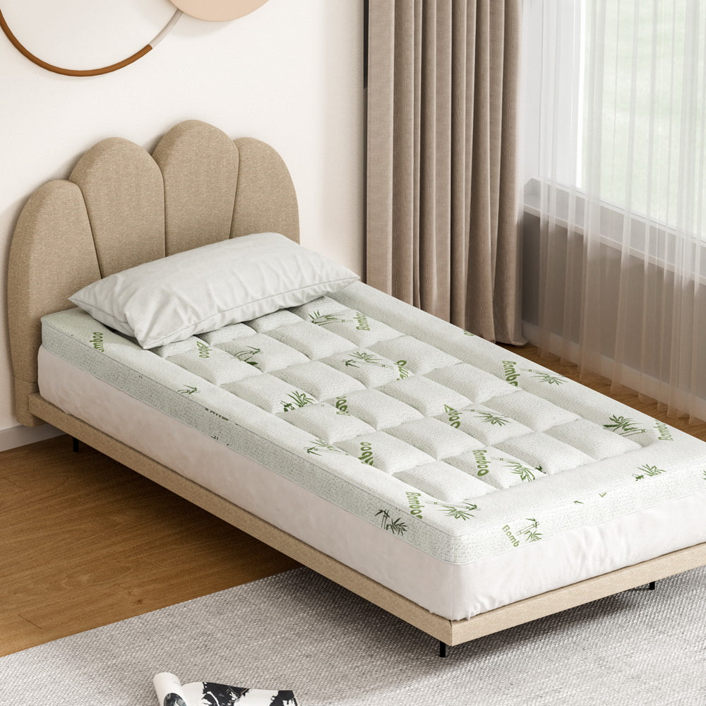Image of giselle bedding mattress topper pillowtop bamboo 7.5cm single available at The Epic Shop