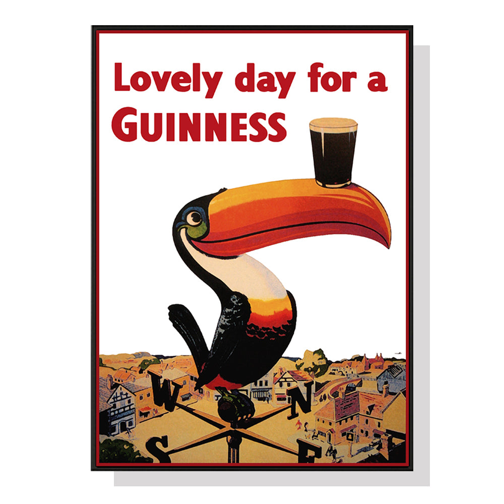 Image of wall art 70cmx100cm beer lovely day for a guinness black frame canvas ideal for luxury casual home interiors